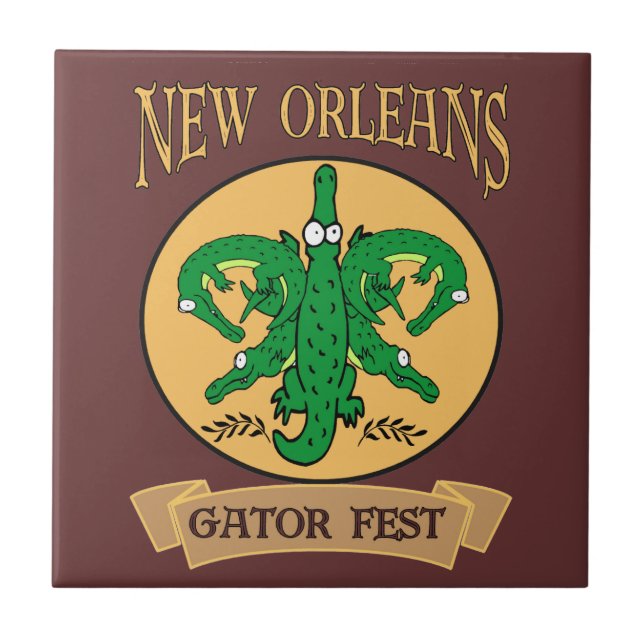 New Orleans Gator Fest Fliese (Vorderseite)