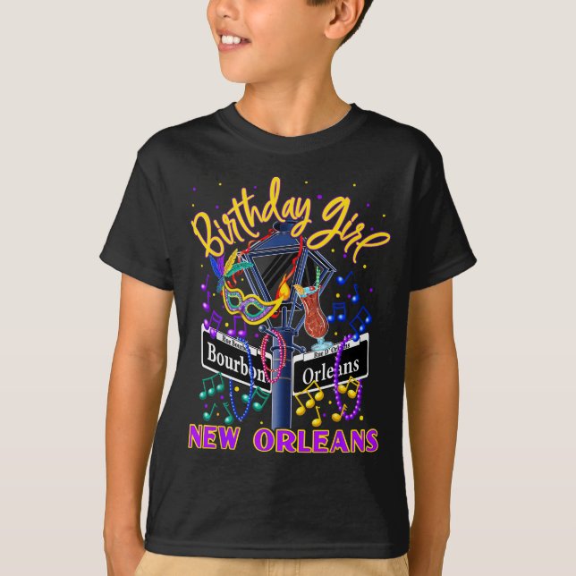 New Orleans Girls' Birthday French Quarter Girls T T-Shirt (Vorderseite)
