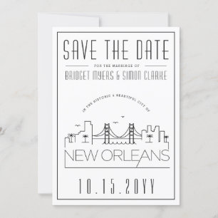 New Orleans Hochzeit stilisierte Skyline Save-the- Einladung