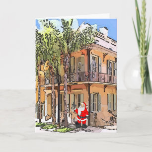 New Orleans House Santa Card Feiertagskarte