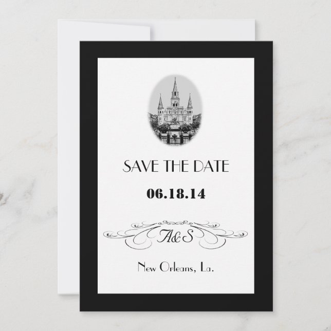 New Orleans Jackson Square Speichern Sie die Datum Save The Date (Vorderseite)