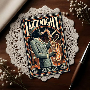 New Orleans Jazz Nacht – Vintage Art  Postkarte