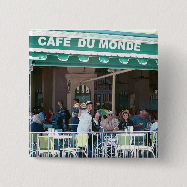 New Orleans Kaffee und Beignets Button (Vorderseite)