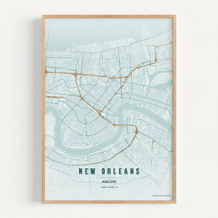 New Orleans Karte Rustikal NOLA Wandkunst Poster G