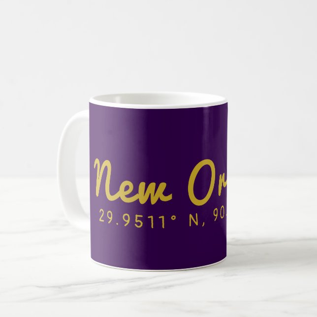 New Orleans-Koordinaten Kaffeetasse (Vorderseite Links)