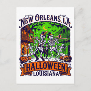 New Orleans LA Halloween Jazz Skelett Parade Postkarte