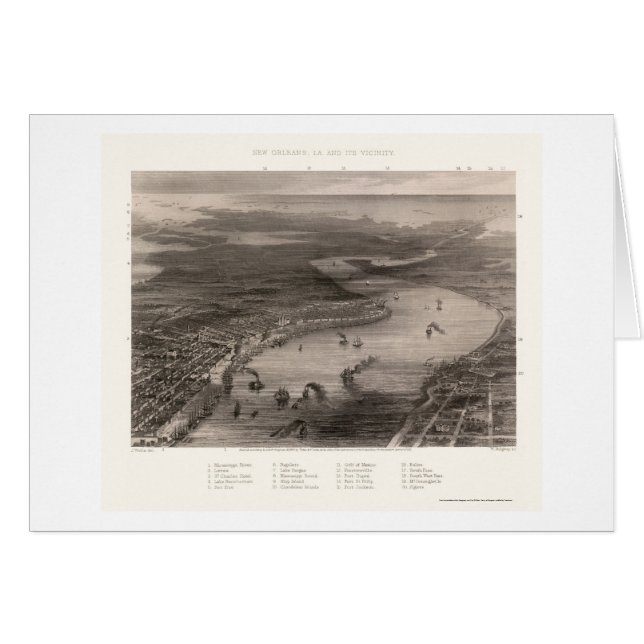 New Orleans, LA panoramische Karte - 1863 (Vorderseite (Horizontal))