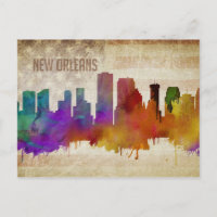 New Orleans, LA | Wasserfarbe Stadt Skyline