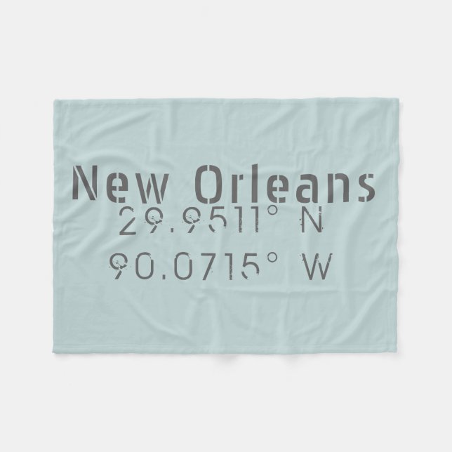 New Orleans Latitude & Longitude Fleecedecke (Vorderseite (Horizontal))