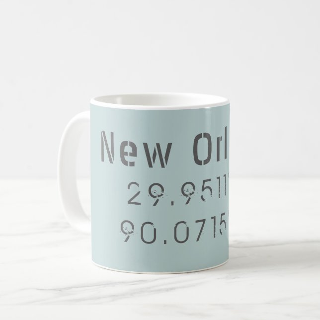 New Orleans Latitude & Longitude Kaffeetasse (Vorderseite Links)