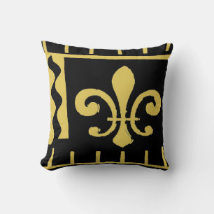 New Orleans Lilie, Black and Gold Kissen