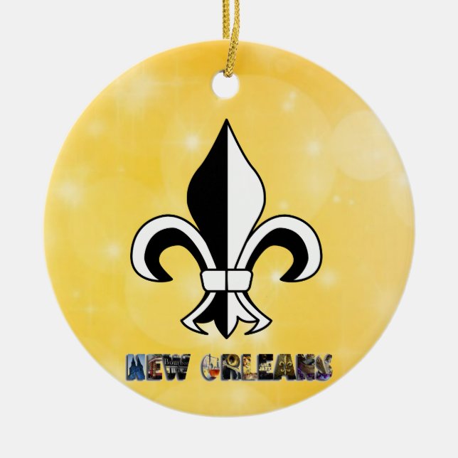 New Orleans Lilie Gold Weihnachten Keramik Ornament (Vorne)