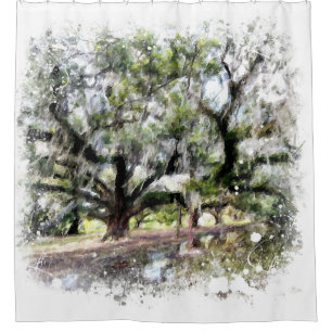 *~* New Orleans Living Oak Tree Art Malerei Duschvorhang