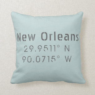 New Orleans Longitude Latitude Throw Kissen