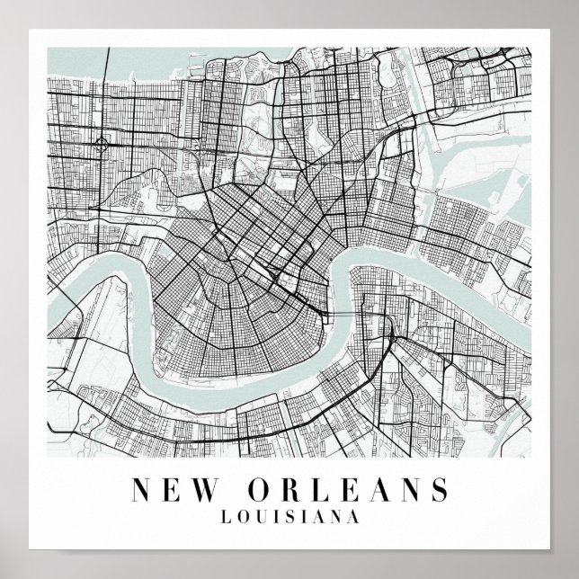 New Orleans Louisiana Blue Water Street Karte Poster (Vorne)