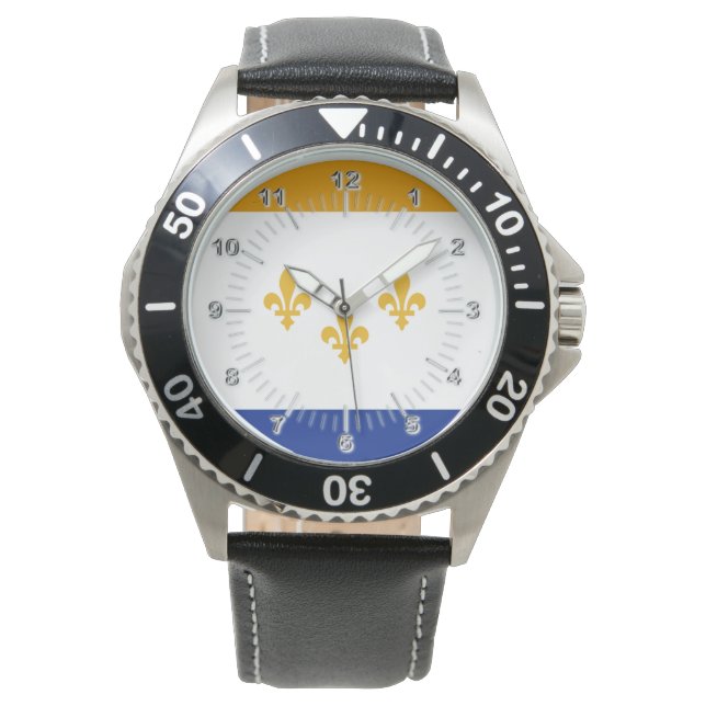 New Orleans (Louisiana) City Flag Watch Armbanduhr (Vorderseite)