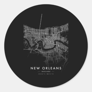 New Orleans Louisiana City koordiniert Skyline Cit Runder Aufkleber