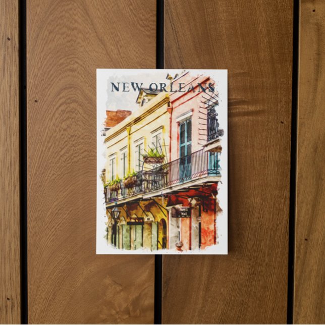 New Orleans Louisiana Französisches Viertel Wasser Postkarte (New Orleans Louisiana French Quarter Watercolor Postcard)