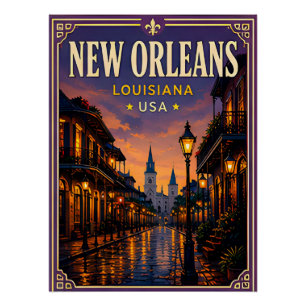 🎷 New Orleans Louisiana French Quarter  Poster