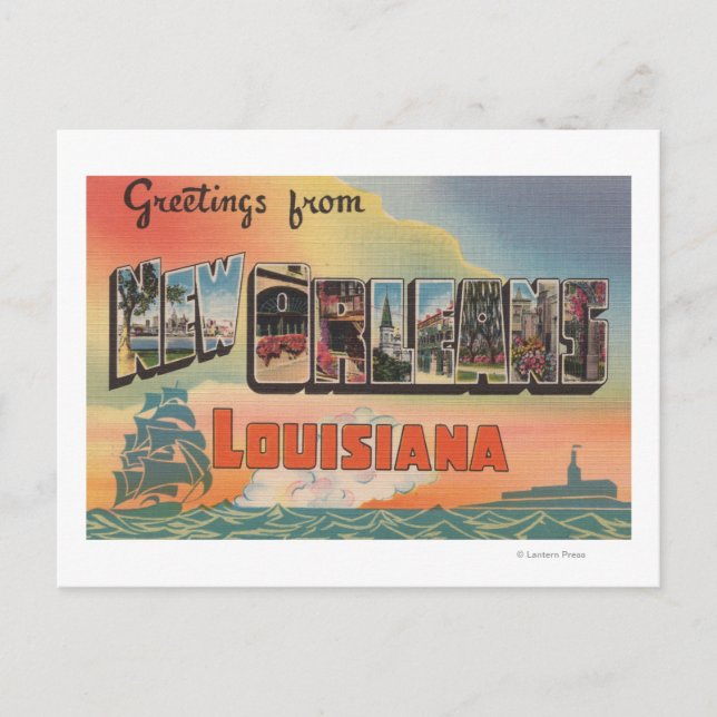 New Orleans, Louisiana - Große Briefmarkenszenen Postkarte (Vorderseite)