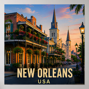 New Orleans Louisiana Historisches Reisegeschenk Poster