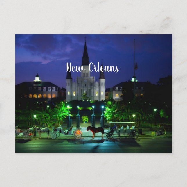 New Orleans, Louisiana in der Nacht Postkarte (Vorderseite)