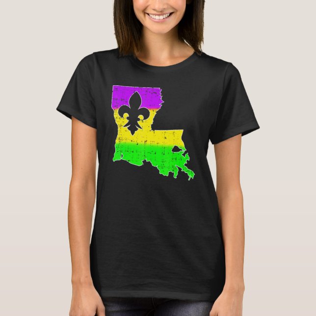 New Orleans Louisiana Karte Männer Frauen Mardi Gr T-Shirt (Vorderseite)