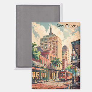 New Orleans Louisiana Malerei Vintage Reise  Magnet