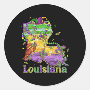 New Orleans Louisiana Map Lilie Mardi Gras Runder Aufkleber