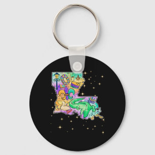 New Orleans Louisiana Map Mardi Gras Jester Funny Schlüsselanhänger