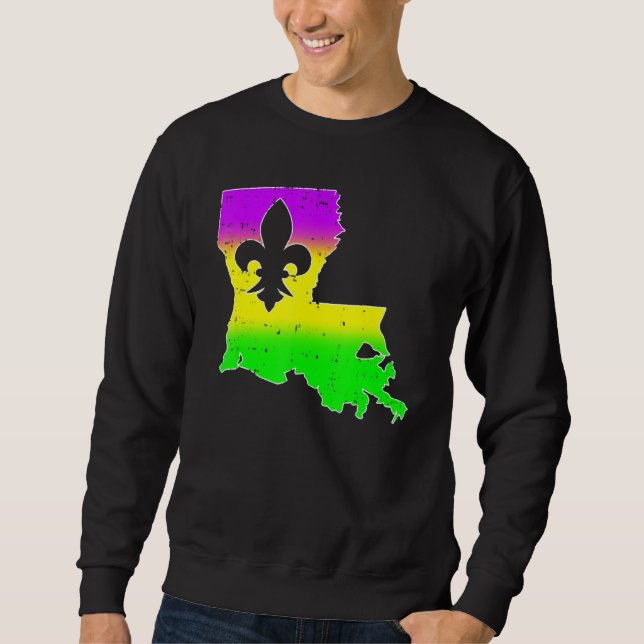 New Orleans Louisiana Map Men Women Mardi Gras Car Sweatshirt (Vorderseite)