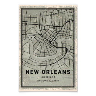 New orleans Louisiana map print poster canvas