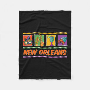 New Orleans Louisiana Mardi Gras Jazz Vintage Ande Fleecedecke