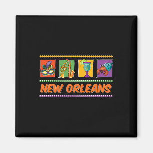 New Orleans Louisiana Mardi Gras Jazz Vintage Ande Magnet