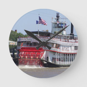 New Orleans Louisiana Mississippi River Boat Runde Wanduhr