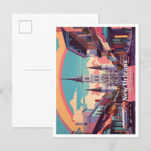 New Orleans Louisiana Pop-Art-Reiseillustration Postkarte