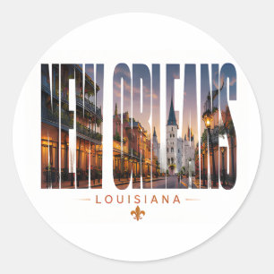 New Orleans Louisiana Reise Design Runder Aufkleber