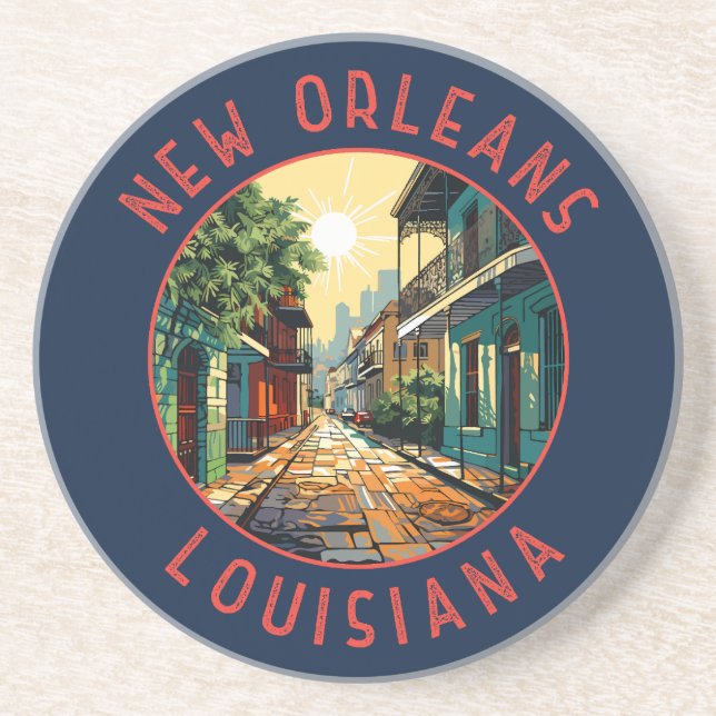 New Orleans Louisiana Retro Distressed Circle Getränkeuntersetzer (Vorne)