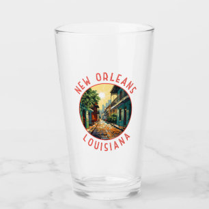 New Orleans Louisiana Retro Distressed Circle Glas
