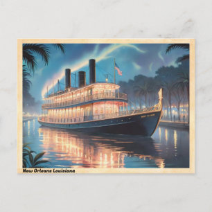 New Orleans Louisiana River Boat Vintag Postkarte