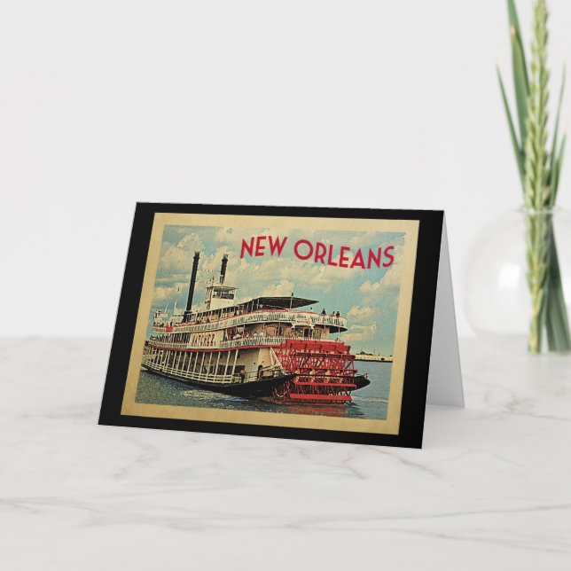New Orleans Louisiana River Boat Vintage Karte (Vorderseite)