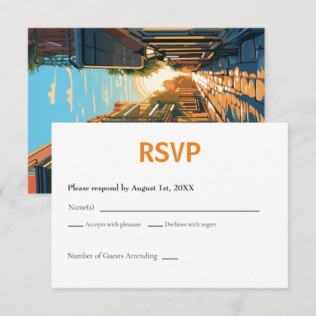 New Orleans Louisiana RSVP Card Retro (Vorne/Hinten)