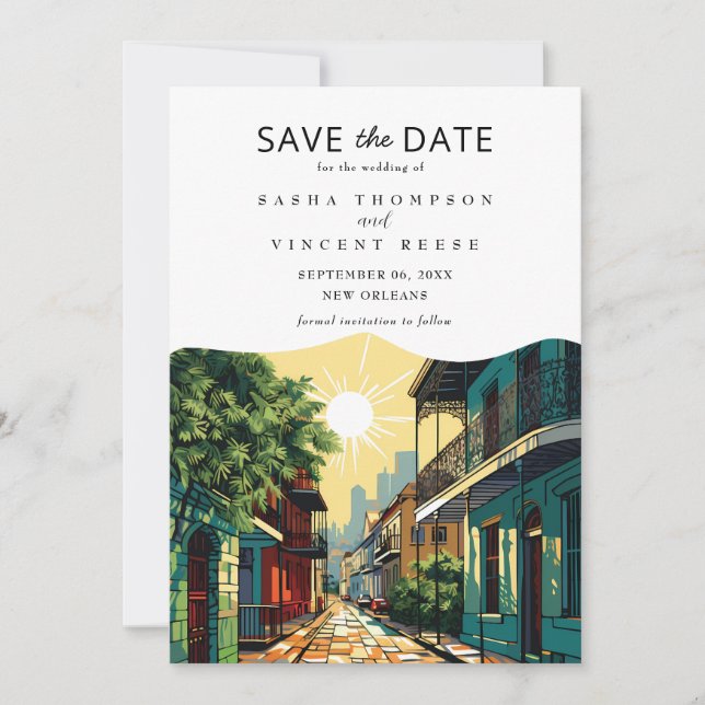New Orleans Louisiana Save the Date Retro Einladung (Vorderseite)