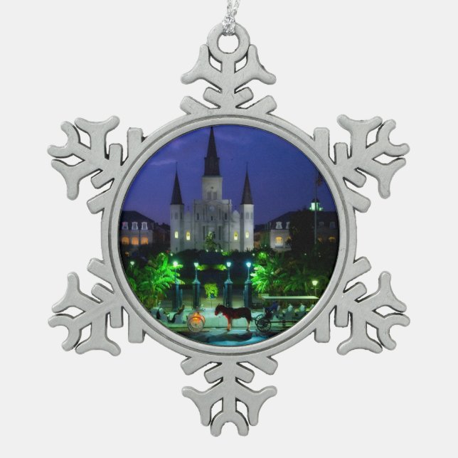 New Orleans Louisiana Schneeflocken Zinn-Ornament (Vorderseite)