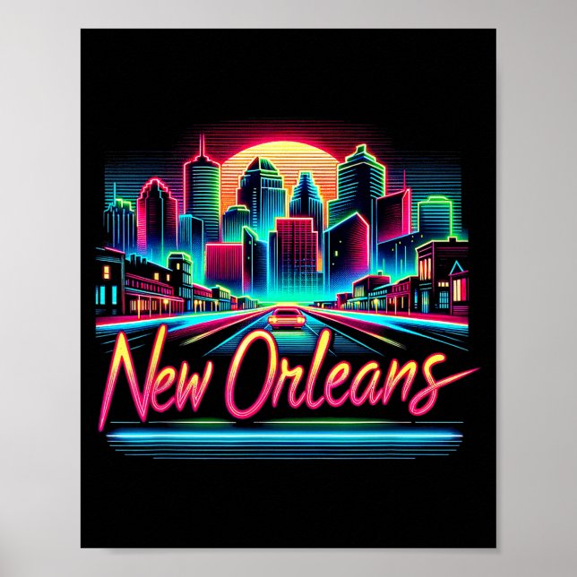 New Orleans Louisiana Shirt La 80s 90s Retro City  Poster (Vorne)
