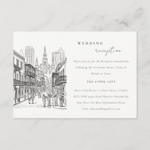 New Orleans Louisiana Skizze Hochzeitsempfang Begleitkarte