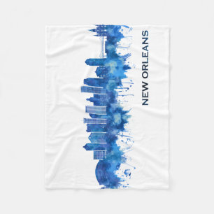 New Orleans Louisiana Skyline Blue Fleecedecke