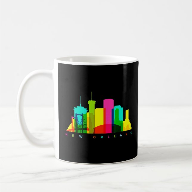 New Orleans Louisiana Skyline Colorful American Ci Kaffeetasse (Links)