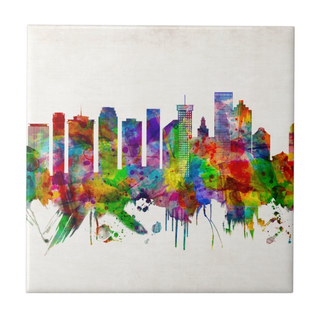 New Orleans Louisiana Skyline Fliese (Vorderseite)