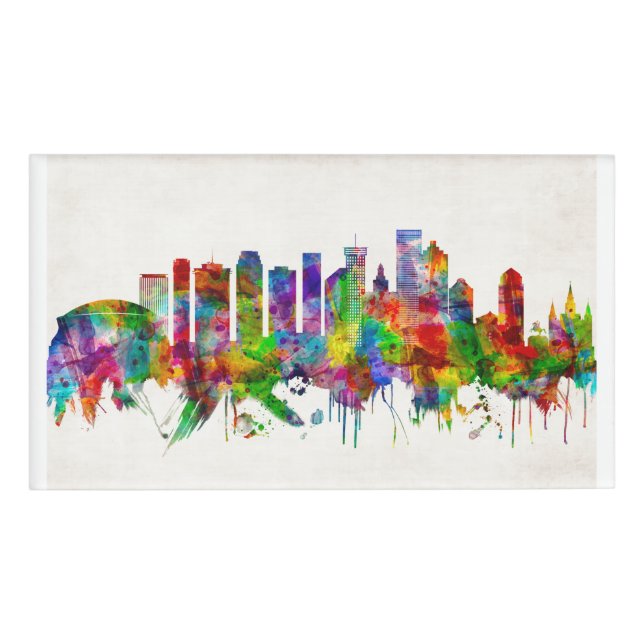 New Orleans Louisiana Skyline Namenschild (Vorderseite)